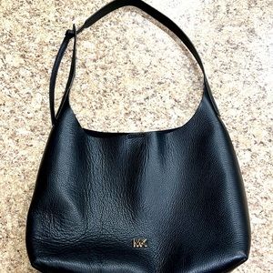 Michael Kors Junie Black Pebbled Leather Shoulder Bag